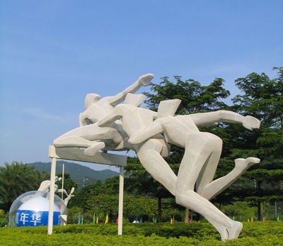 景点园林摆放不锈钢创意跨栏运动人物博鱼网页版