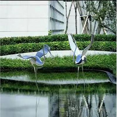 户外园林池塘不锈钢镜面抽象动物博鱼网页版