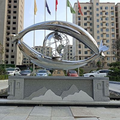 抽象鱼，眼镜，不锈钢创意景观标识