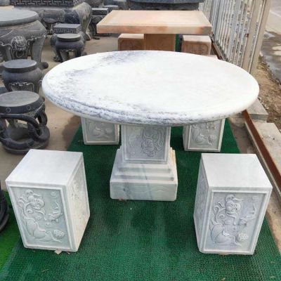 花岗岩圆形石头桌方形石凳中式园林博鱼网页版