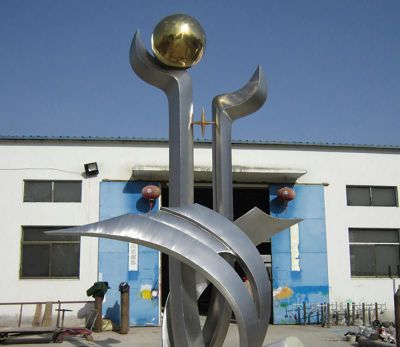 企业不锈钢树叶手托球景观博鱼网页版