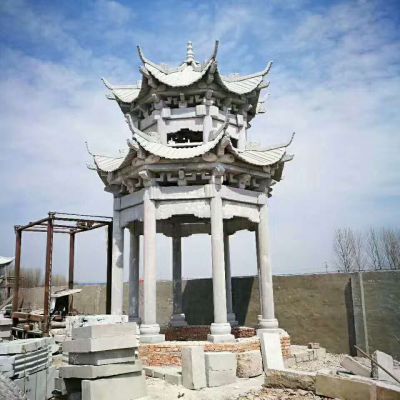 家用庭院摆放青石仿古建双层凉亭博鱼网页版