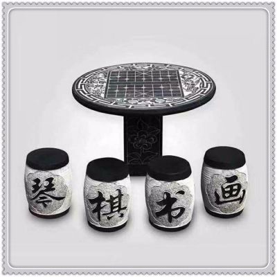 仿古做旧青石石雕棋盘格石桌石凳博鱼网页版