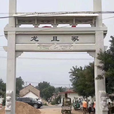 村口大理石石雕大型单门石牌坊博鱼网页版