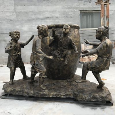 玻璃钢仿铜司马光砸缸民俗人物博鱼网页版学校广场摆件