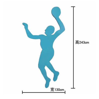 打篮球，单手传球的铁艺剪影运动人物像