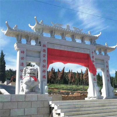 花岗岩石雕门楼 寺院景点装饰浮雕门楼牌坊