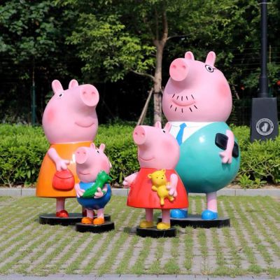 玻璃钢卡通彩绘动画片小猪佩奇一家四口