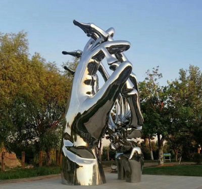 大学文化广场能否抽象手交叉镜面手型不锈钢博鱼网页版