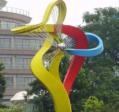 大型学院公园企业抽象不锈钢风车博鱼网页版
