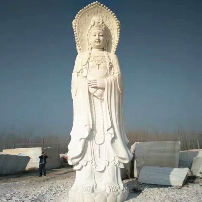 汉白玉雕刻三面观音菩萨雕像寺院景区摆件
