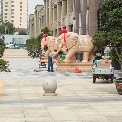 饭店酒店晚霞红大理石石雕大象博鱼网页版