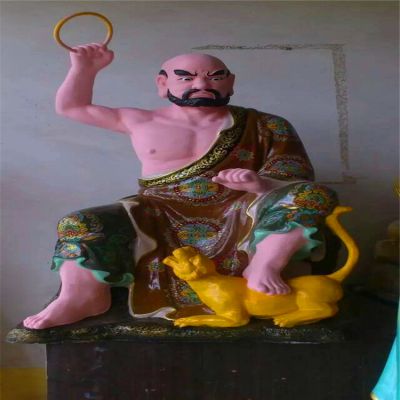 玻璃钢彩绘景区大型景观脚踩老虎的十八罗汉博鱼网页版