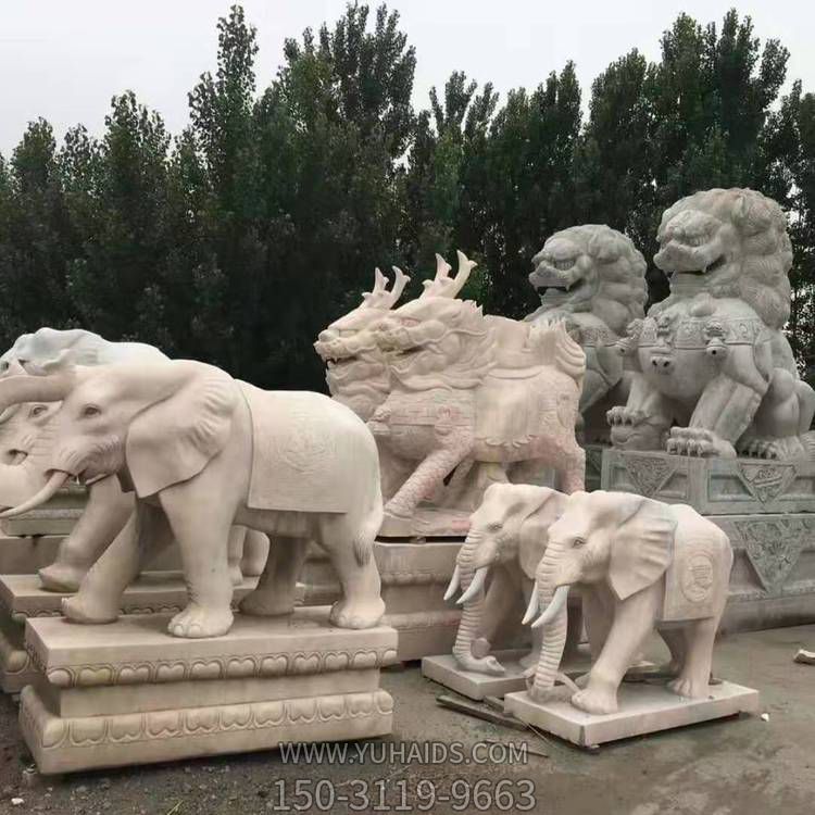 大理石晚霞红石雕镇宅招财大象博鱼网页版