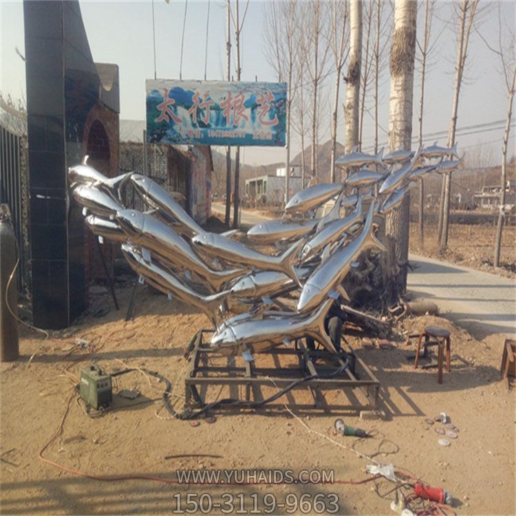 镜面不锈钢户外园林景观抽象鱼群博鱼网页版