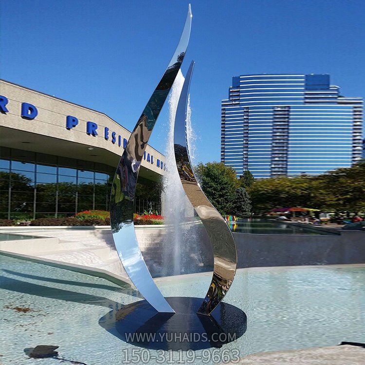 公司门口大型喷泉流水摆件抽象不锈钢景观博鱼网页版