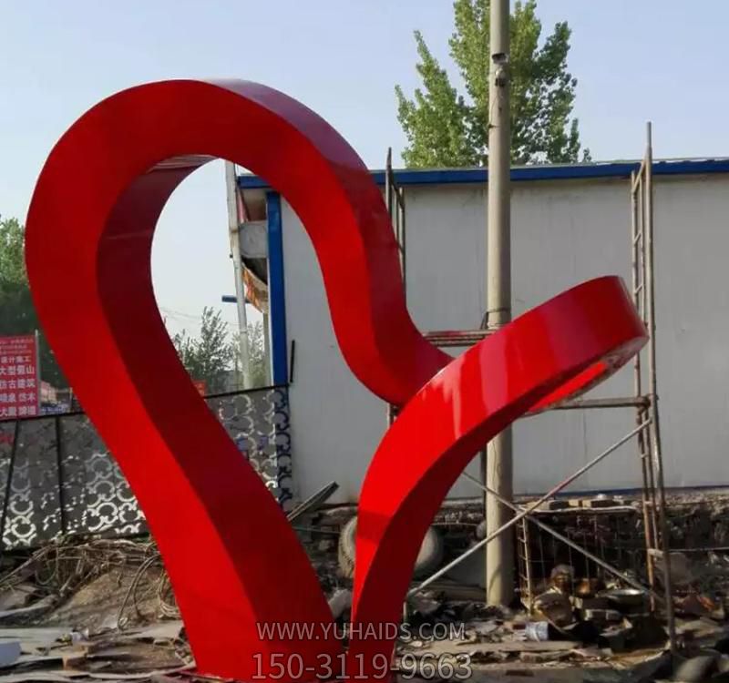 大型户外街道红色不锈钢彩带博鱼网页版