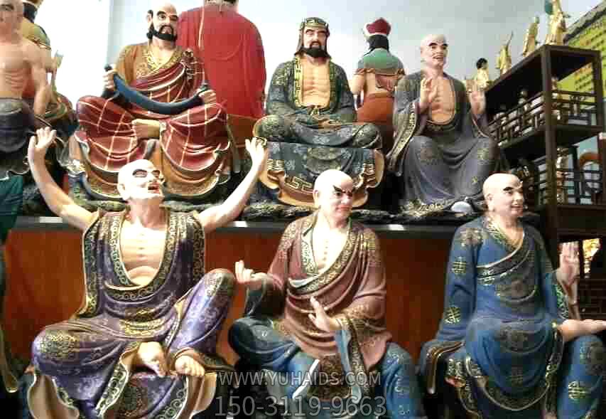 户外景区大型景观玻璃钢彩绘十八罗汉博鱼网页版