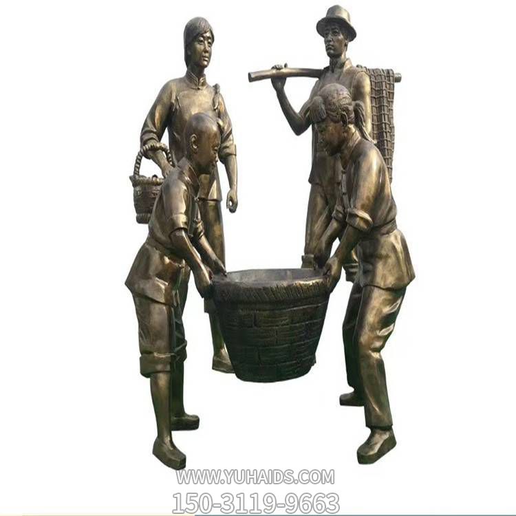 农耕文化小品博鱼网页版 定做玻璃钢仿铜人物博鱼网页版