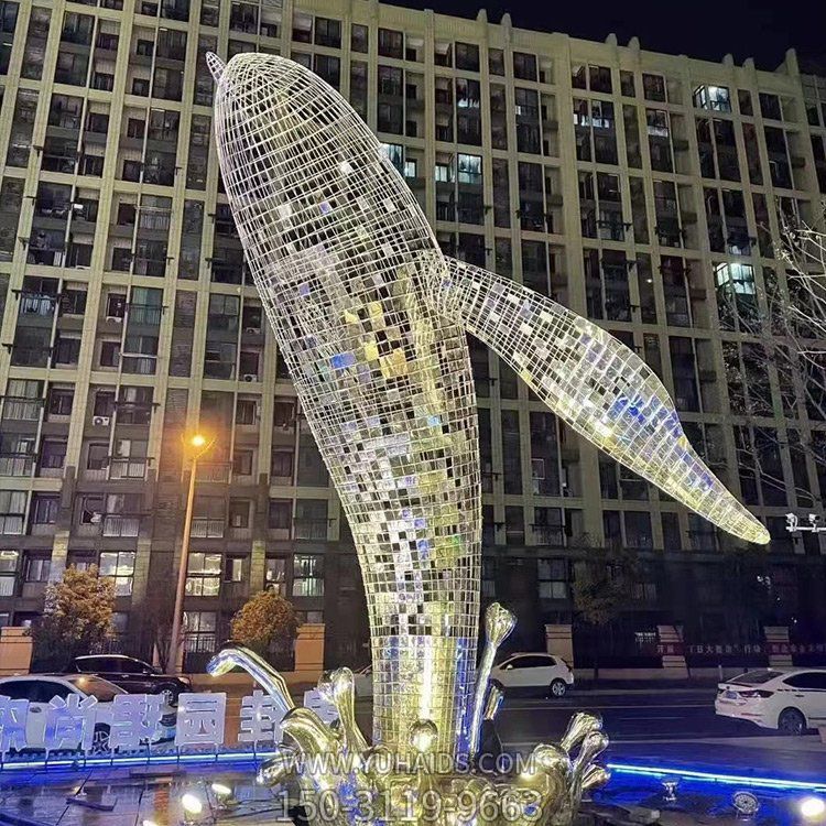 不锈钢鲸鱼，大型铁艺镂空网格鲸鱼水景装饰景观博鱼网页版