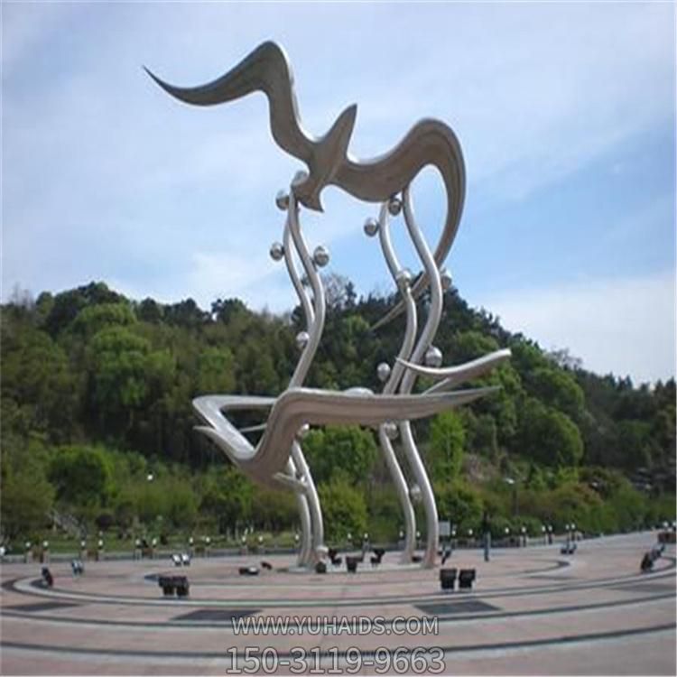 广场摆放抽象不锈钢海鸥飞翔金属景观摆件博鱼网页版