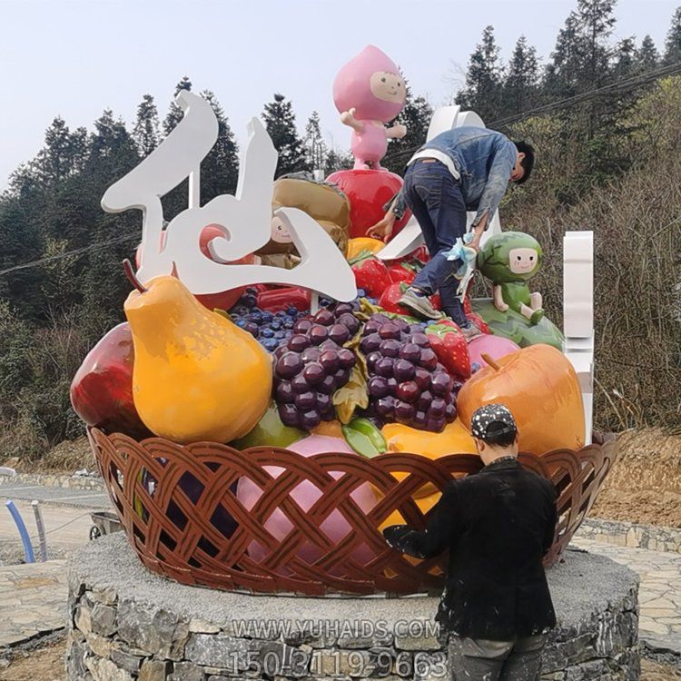 景区摆放玻璃钢仿真水果篮标志博鱼网页版