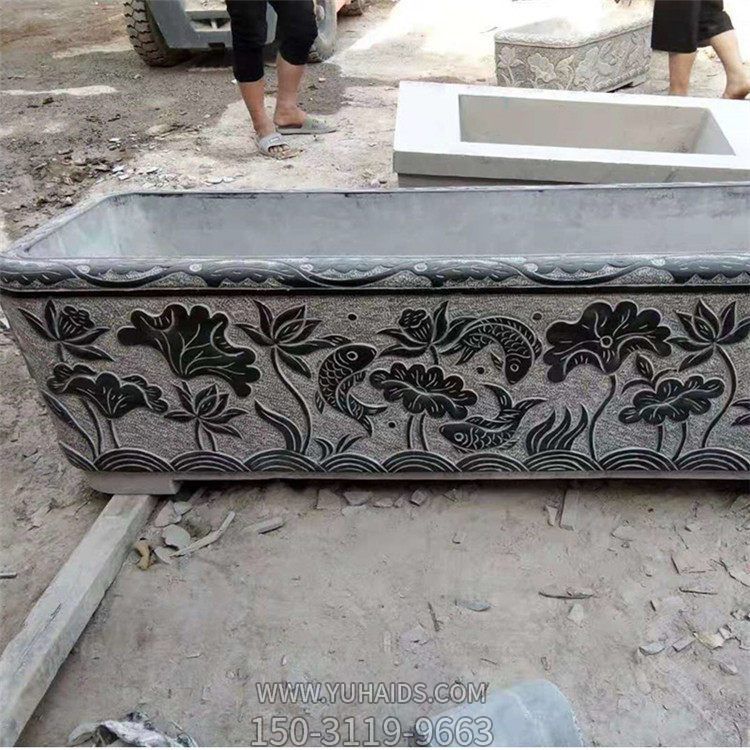 青石石雕户外浮雕景观长方形鱼缸博鱼网页版