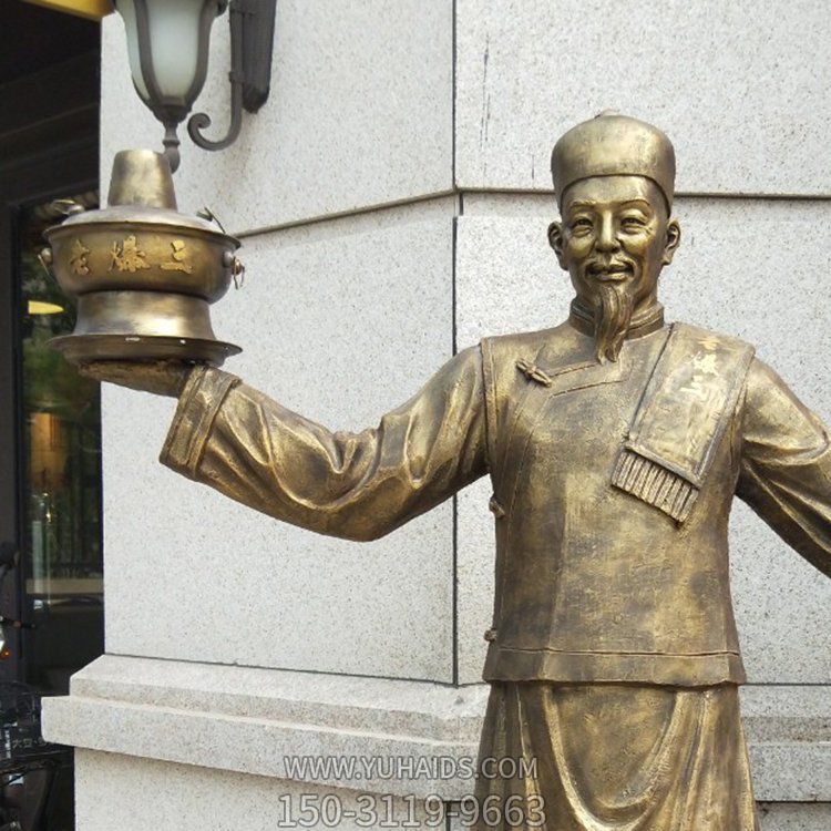  火锅店迎宾小吃饭店门口 户外民俗仿铜玻璃钢人物博鱼网页版