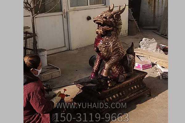 麒麟博鱼网页版-户外景区不锈钢鎏金动物景观麒麟博鱼网页版