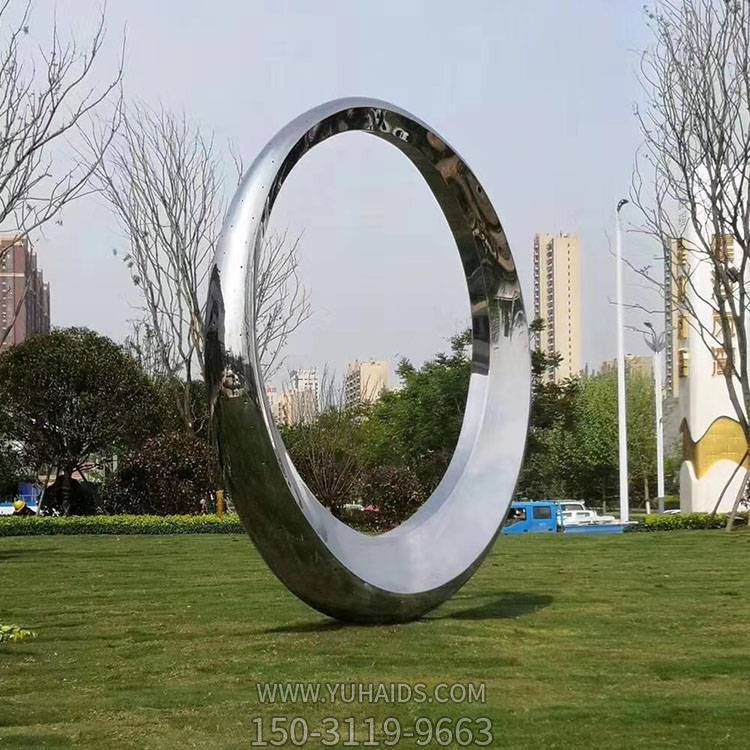 不锈钢博鱼网页版圆环镜面鹿装饰户外售楼部酒店水景观摆件