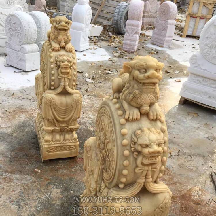庭院小区门口大型石雕浮雕麒麟抱鼓石博鱼网页版