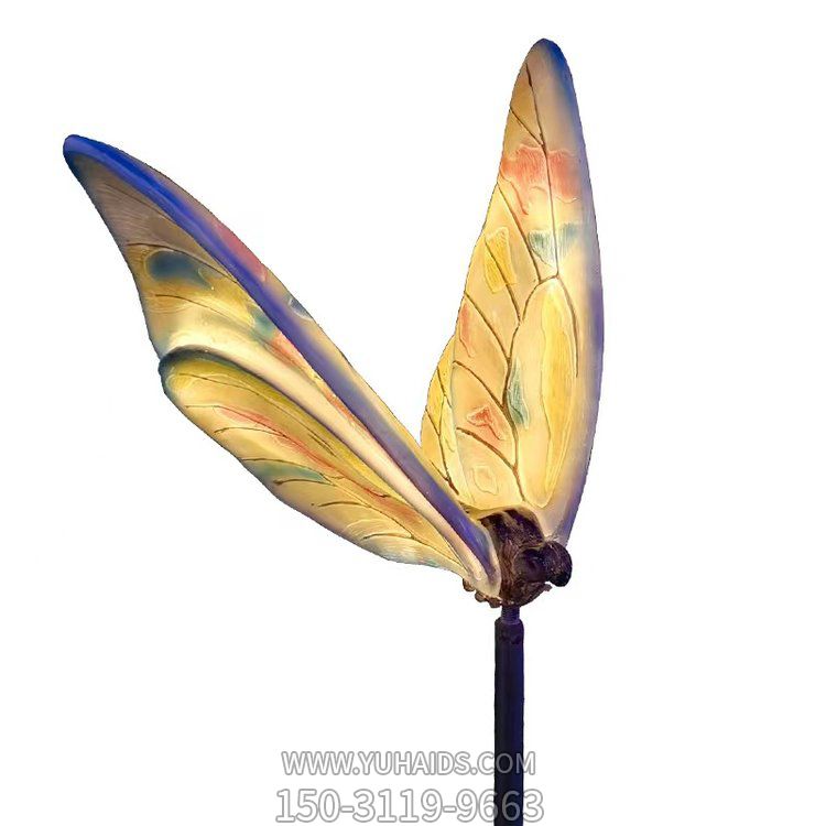 公园绿地博鱼网页版玻璃钢蝴蝶 仿真动物 景区公园装饰放光摆件