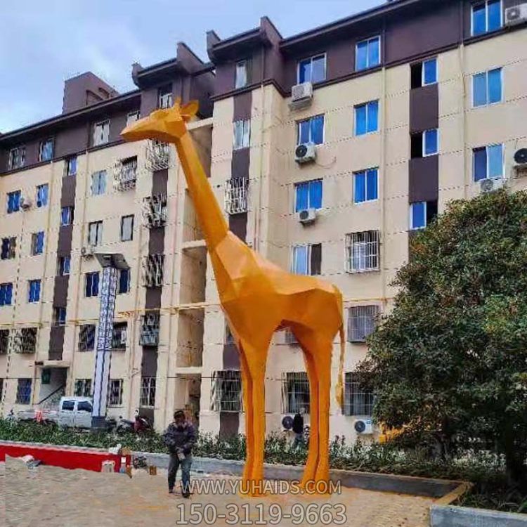 玻璃钢抽象几何切面 长颈鹿博鱼网页版小区公园小品