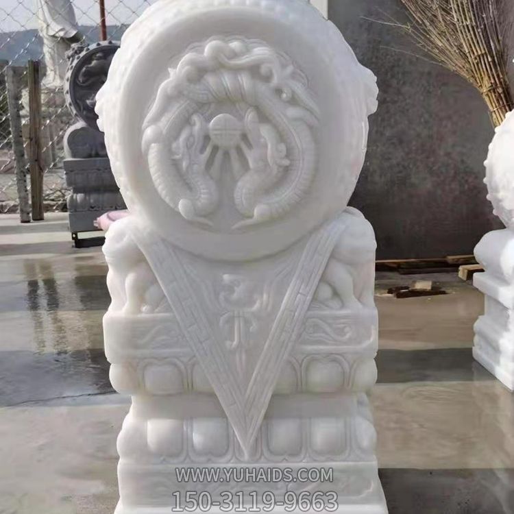 汉白玉石雕户外园林浮雕二龙戏珠抱鼓石博鱼网页版