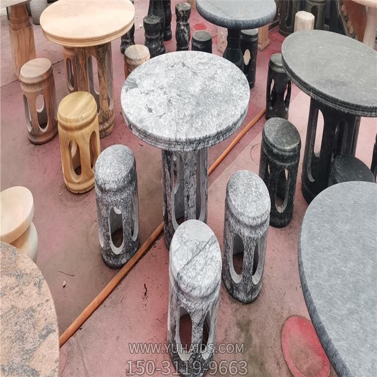 庭院摆放花岗岩雕刻圆形休息石桌石凳博鱼网页版