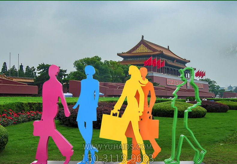 公园花园广场彩绘镂空不锈钢购物人博鱼网页版