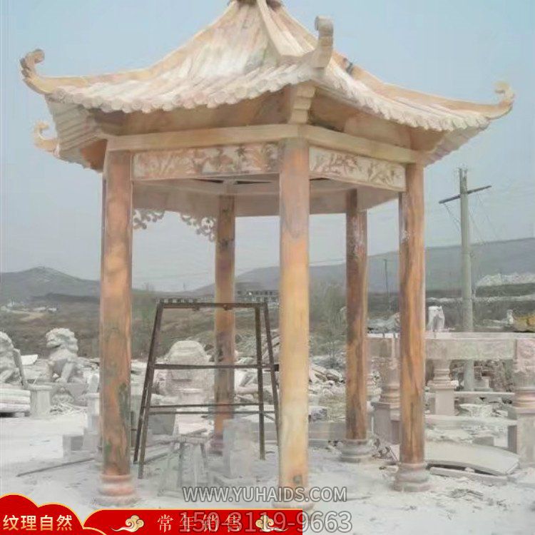 户外园林晚霞红石雕凉亭博鱼网页版