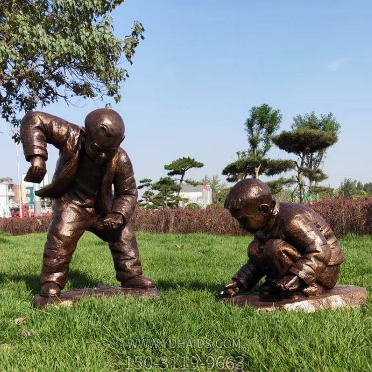 玻璃钢仿铜童趣民俗儿童人物小品博鱼网页版