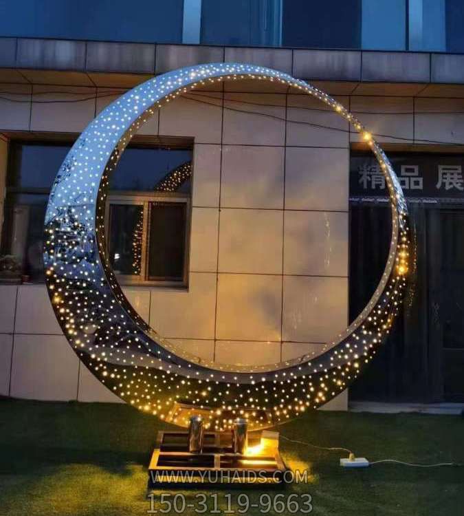 酒店会所不锈钢镂空几何照明圆环摆件博鱼网页版