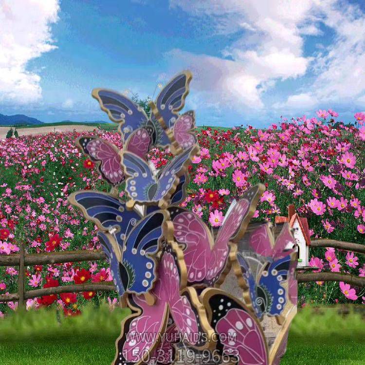 户外园林不锈钢彩绘群飞的蝴蝶博鱼网页版