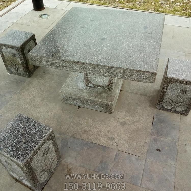 家居庭院大理石砂石石雕正方形石桌石凳博鱼网页版