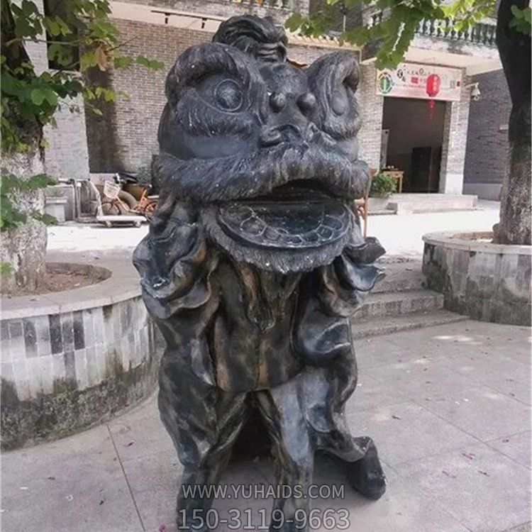 公园户外摆放玻璃钢仿铜舞狮民俗人物小品博鱼网页版