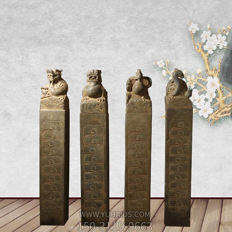 景区广场摆放仿古四神兽拴马柱博鱼网页版