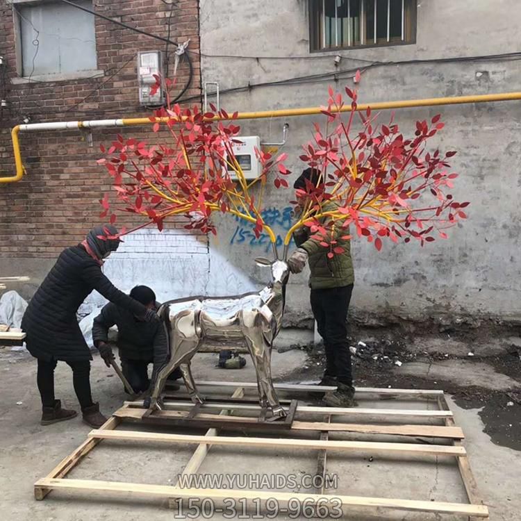 不锈钢镜面大型园林景观梅花鹿博鱼网页版