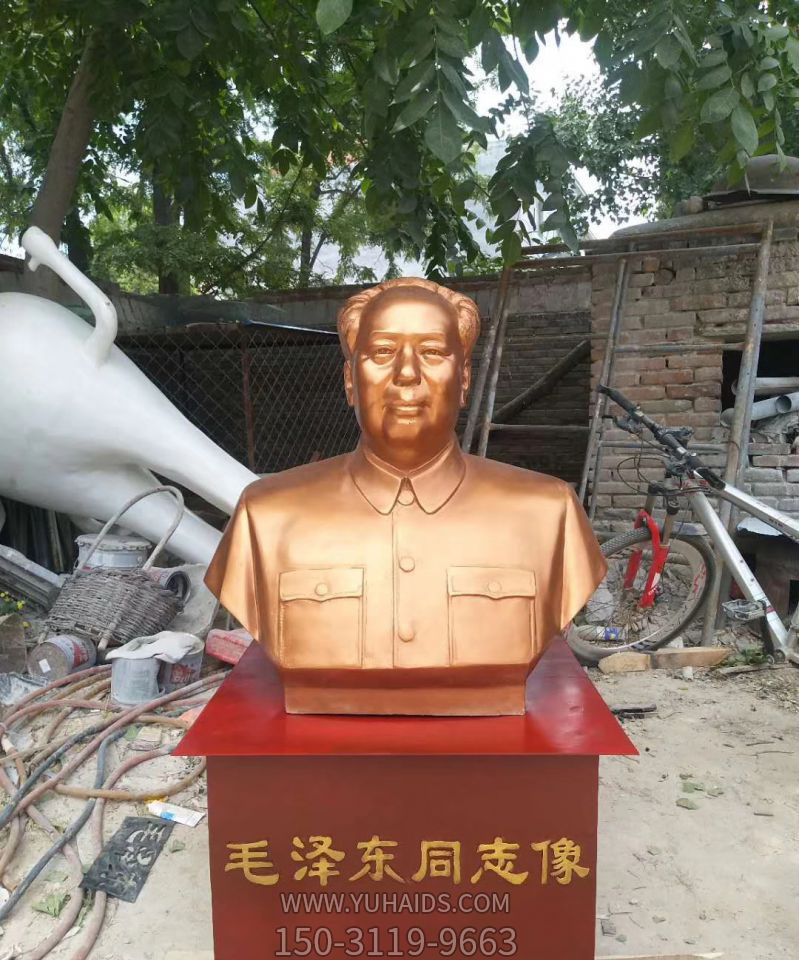 校园玻璃钢仿铜毛主席园林户外景观毛泽东博鱼网页版