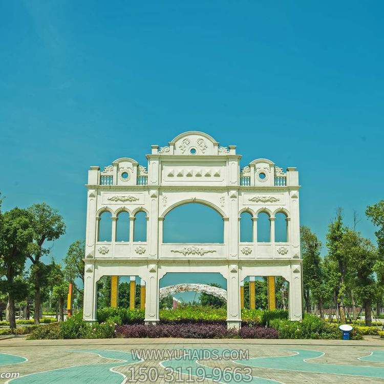 城市公园摆放大理石雕刻欧式二层石牌坊博鱼网页版