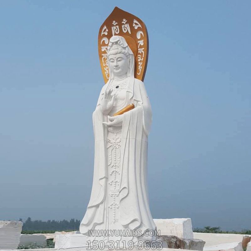 景点户外大型汉白玉石雕观音博鱼网页版