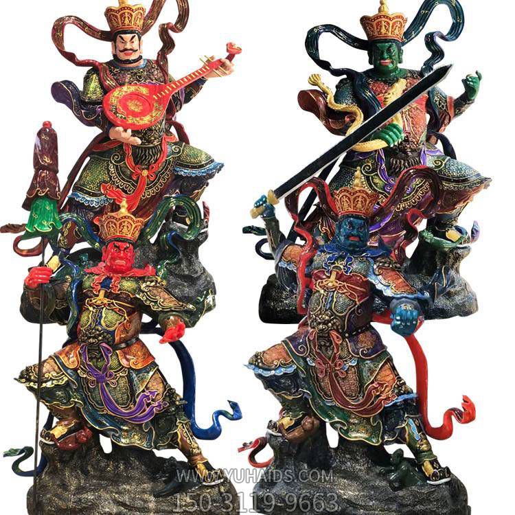 寺庙摆放玻璃钢仿铜彩绘四大天王雕像博鱼网页版