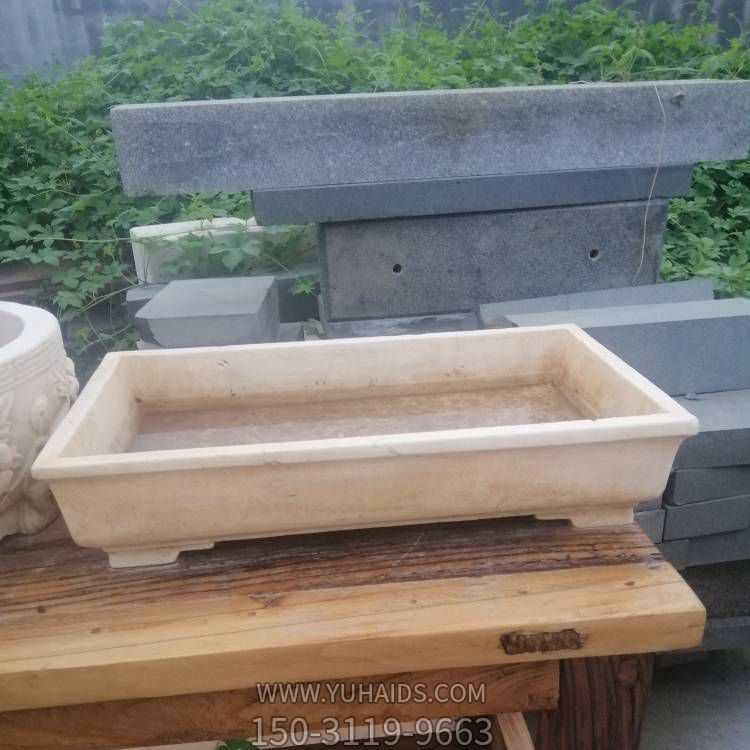 天然石材石雕花盆汉白玉小花盆仿古鱼缸别墅小区景观博鱼网页版