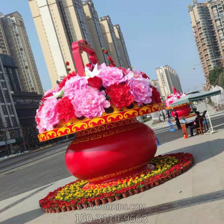 城市街道玻璃钢彩绘大花篮博鱼网页版